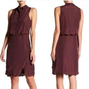 Parker Embroidered Shirt Dress Woman Sm Cordovan Wine Purple Sleeveless Nwt $398